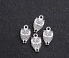 200PCs / lot antika silverpläterade djur mini dubbelsidig uggla charms pendlar för smycken gör armband DIY handgjorda 9x18mm