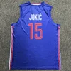 Top-Qualität #15 Jokic Basketball Trikot Alle genähten College-Trikots benutzerdefinierter Nummer Name An jeder Größe xxs-4xl