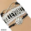9 estilos Pulsera de voleibol Pulseras con letras de gamuza de cuero Amor I Corazón Voleibol Joyería especial para mujeres Regalo del día de los hombres GGA3594-5