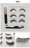 3 Pairs Magnetic Eyelashes False Lashes +Liquid Eyeliner +Tweezer eye makeup set 3D magnet False eyelashes No Glue