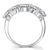 Sterling Silver Smycken 2.5ct 5 stenar NSCD Diamantring för kvinnor 18K Vitguld Pläterad Årsdag Ring Märke Kvalitet Lyxig Vintage Ring