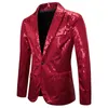 Men's Suits & Blazers Glitter Sequin For Men Stage Performance Red Shiny Singer One Piece Suit Jacket 2021 Man Fashion Clothe230i