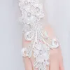 Embroidery Floral Lace Long Gloves Sheer Mesh Elbow Length Bridal Wedding Prom Fingerless Mittens