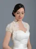 Vintage Bridal Jackets High Collar Capped Sleeve Bolero Wedding Top 2020 New Lace Appliques Custom Made Plus Size Bridal Accessories