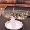 Grüner Kristallrhinestone-Tiara und Krone de Noiva Braut-runder Königin-Diadem-Kopfschmuck-Hochzeits-Brauthaar-Schmuck-Zusätze LB Y22969