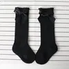 04y Spring Autumn Socks Solidne ciepłe dziewczynki kolanowe skarpetki z łukiem słodkie długie tube botki dla dzieci pionowe paski Sokken3792535