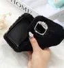 Cute Girly Cases with Bling Crystal Diamond Silicon Soft Fluffy Furry Shockproof Protective Phone Case for iPhone 7 8plus Xr 11 Pro Max