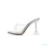 Hot Sale-High Heels Sandaler Transparent PVC European och American Big Square Head Lady Slipper 42 meter