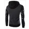 Men's Fur & Faux High Quality Men Hooded Jacket And Coat Autumn Casual Pu Leather Sleeve Slim Outerwear Zipper Hoody Sportswear1