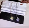 Solid 925 Sterling Silver Geometric Round Gemstone Pendant Necklace For Women Elegant Choker Chain Necklaces Fine Jewelry