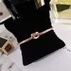YUN RUO 2020 New Fashion Luxury Knot Lovers Bangle Rose Gold Color Women Birthday Gift Party Titanium Steel Jewelry Never Fade