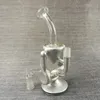 Unique Design glass water bongs Hookahs Silver Gold Inline Perc Recycler pipes 7.8inch 14mm joint dab rig