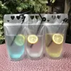 Juice Bag Drink Pouch Disposable Heart Shape Drank Melk Koffie Verpakking Plastic Frosted Food Opbergtas