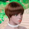 Short Pixie Cut Human Hair Wig With Bangs 4/30 Ombre Peruvian Remy Non Lace Wigs For Black Women Blonde Colored Straight Glueless Bob Wig