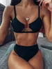 Damska Stroje Kąpielowe Sexy Push Up Bikini Mujer 2021 Leopard Swim Suit dla Kobiet Plaża Nosić pływanie wysokiej talii Oddzielne kąpiel