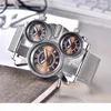 Oulm Mesh Steel 1167 Modelo Men039s Relógios 3 cores 3 Fuso horário Male de quartzo masculino assistir esportes casuais Men Wristwatch Reloj Hom7943549