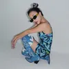 Lässige Kleider im chinesischen Stil, Drachendruck, Riemen, sexy Kleid, Mini, figurbetont, rückenfrei, Party, Frauen, Festival, Sommer, Sommerkleid