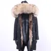 Mäns Ned Parkas Vattentät Lång Jacka Real Fur Coat Män Raccoon Collar Lined High Street Winter Man Cl