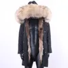 Piumino da uomo Parka Giacca lunga impermeabile Cappotto in vera pelliccia Uomo Colletto di procione Foderato High Street Winter Man Cl