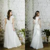 2020 Two Piece Bridesmaid Dresses Lace Applique Jewel Neck Prom Dress Button Back Robes De Demoiselle D'honneur