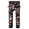 Idopy Men Coated Jeans Punk Impreso Encerado Moda Night Club Designer PU Stage Performance Pantalones para hombre