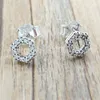 Boucles d'oreilles hexagones en nid d'abeille étincelantes Authentiques clous en argent sterling 925 Convient aux clous de style européen Pandora Bijoux Andy Jewel 298800C01