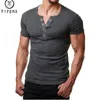 ヘンリー T 男性 2020 夏のファッション V ネック半袖 Tシャツオムカジュアルスリムフィットメタルボタンデザインメンズ Tシャツ XXL MX200611
