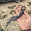 Toppkvalitet Karambit Claw Knife 440c Stone Wash Blade Full Tang G10 Hantera Utomhus Survival Tactical Machete With Kydex