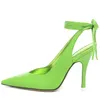 New Lady Style Free 2024 Shipping Real Leather 10CM High Heel Pointed Toe Lace-up SANDALS SHOES Party Cross-tied Pillage Size 34-46 Green 882