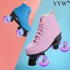 Patins à roulettes roses 4 patins à roues pour filles roues de Base chaussures en polyuréthane roues expédition rouleaux de patinage bleus rouleau à Double rangée