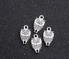 200 sztuk / partia Antyczne Posrebrzane Zwierzęta Mini dwustronne Sowy Charms Wisiorki Do Biżuterii Making Bransoletka DIY Handmade 9x18mm