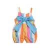 Baby Girl Ubrania Rainbow Toddler Dziewczyny Pajacyki Podwiązki Nakrajne Kombinezony Łęk Noworodka Wspinaczka Ubrania Letnie Odzież Baby YW4012