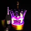 Ny Crown LED -laddningsbar ishink LED Ölhållare Bar Cooler Container Akryl Transparent Champagne Wine Beer Ice Bucket2072