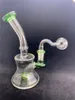 Dab olje rigga bong tjock glas bägare bongs inline perc vatten rör 14 mm fog liten återvinnare bong med glas olje brännare rör dhl gratis