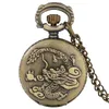 Bronze Vine Retro Dragon Mönster Small Size Pocket Watches Mens Womens Quartz Analog Watch Necklace Chain Reloj de Bolsillo1598434