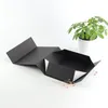 Custom Square Collapsible Rigid Black Flap Cardboard Paper Folding Magnetic Closure Gift Box