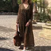 Abiti casual Fashion Leopard Stampa Leopardo Maxi Dress Summer Summer Sundress Zanzea 2021 Sexy scollo a V Spiaggia lunga Vestidos femminile A Vita alta Vita Robe 5