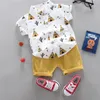 Baby Boy Outfits Barntecknad Skjortor Solid Short Pant 2st Sats Bomull Boys Tracksuits Boutique Toddler Kläder Set Sommarkläder 5639