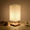 Bedside Table Lamp Minimalist Solid Wood Night Light Simple Desk Lamps Round Nightstand with Fabric Shade