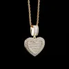 Roségouden Iced Out Cubic zirconia aangepaste foto hanger ketting liefde hart openbare raket charme gepersonaliseerde herdenkingsmeemorge valentijn geschenken voor liefhebbers mannen vrouwen vrouwen