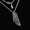 Sparkling Light plume Pendentif COLLIER CZ diamant Femmes Cadeau De Mariage avec Boîte D'origine pour Pandora 925 Chaîne En Argent Sterling Colliers