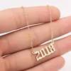 Stainless Steel birthday year number pendant necklace silver gold chains Initial necklaces for women fashion jewelry will and sandy