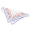 Mulheres lenço de lenço 100 algodão floral hankie flor bordado lenços bordados