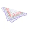 Femmes mouchoir 100% coton Floral Hankie fleur mouchoirs brodés coloré dames serviettes de poche faveur de fête de mariage