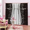 European Curtains Photo Painted 3D Curtain Living room black and white music curtains Blackout curtain