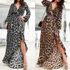 Abiti casual Fashion Leopard Stampa Leopardo Maxi Dress Summer Summer Sundress Zanzea 2021 Sexy scollo a V Spiaggia lunga Vestidos femminile A Vita alta Vita Robe 5