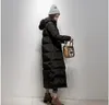 Dames Winter Duck Down Jas Ultra Long Maxi Enkle Lengte Vrouwelijke Puffer Jassen Kleding met Hood Hat Black Plus Size XXL