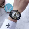 Relojes de marca de buena calidad a la moda para hombre Tonneau calavera luminosa estilo esqueleto mecánico correa de acero inoxidable reloj de pulsera Muller FM06