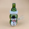 dark glow snowman mini galss water bongs hookahs baby bottle dab rig with bowl for christmas gift