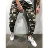 Offre spéciale hommes maigre Stretch crayon Denim pantalon Camouflage plissé coupe ajustée Jean pantalon côté rayure Cargo Jean vêtements masculins